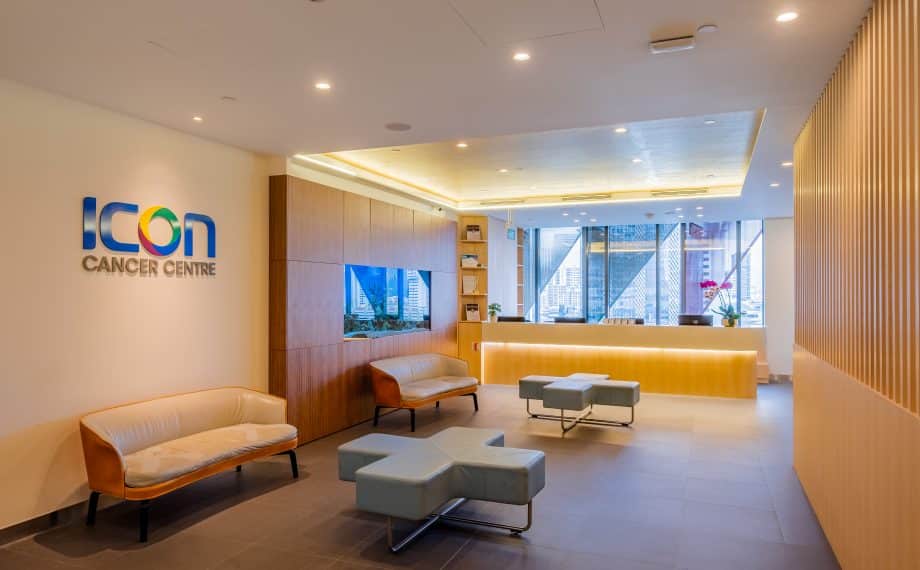 Icon Cancer Centre Farrer Park reception and waiting area